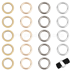 Wadonn 20 個 4 色合金バッグストラップアジャスターバックル  丸いリング  ミックスカラー  3.45x0.5cm  内径：2.5のCM  5個/カラー