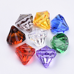 Colgantes de acrílico transparentes, facetados, diamante, color mezclado, 26x24mm, agujero: 2.5 mm, aproximamente 80 unidades / 500 g