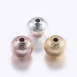 Messing strukturierte Perlen, Runde, Mischfarbe, 8x7.5 mm, Bohrung: 2 mm