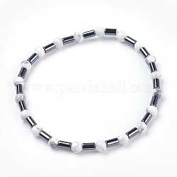 Bracelets extensibles de howlite naturelle, avec des perles d'hématite, 2-1/4 pouce (5.7 cm)