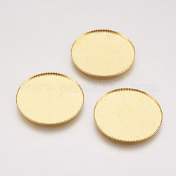 Brass Cabochon Settings, Lead Free and Cadmium Free and Nickel Free, DIY Material for Hair Accessories, Flat Round, Unplated, Size: about 26mm in diameter, tray:  about 25mm inner diameter