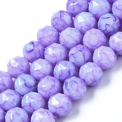 Cuisson opaque de perles de verre peintes, facette, ronde, lilas, 8x7.5mm, Trou: 1mm, Environ 50 pcs/chapelet, 15.08 pouce (38.3 cm)