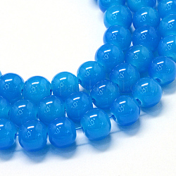 Filamenti di perline rotondo cottura imitazione dipinto vetro giada, dodger blu, 6.5mm, Foro: 1.5 mm, circa 145pcs/filo, 31.8 pollice