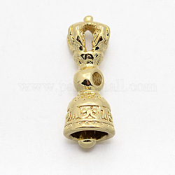 Латунные бусины, Дордже ваджра колокол для Будды ювелирных изделий, золотые, 22x8 мм, отверстие : 2 мм