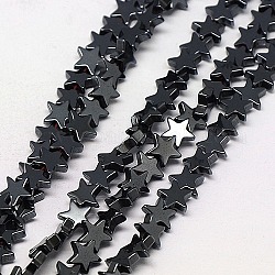 Electroplate Non-magnetic Synthetic Hematite Beads Strands, Star, Grade A, Black Plated, 4x4x2mm, Hole: 1mm, about 117pcs/strand, 16 inch