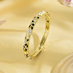 Bracelet fleur en émail avec strass, bracelet articulé en alliage de zinc doré, noir, pas de taille