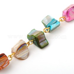 Handgemachte Muschel Perlen-Ketten für Halsketten Armbänder machen, mit eisernem Augenstift, ungeschweißte, golden, Farbig, 39.3 Zoll