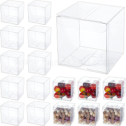 Confezione regalo in plastica trasparente in pvc, scatola pieghevole impermeabile, quadrato, chiaro, 21.1x14cm, quadrato: 7x7x7 cm, 30 pc / set