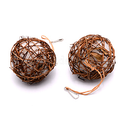Papagei Spielzeug Sepak Takraw Baumwolle beißen Ball, mit Eisenhaken, Kokosnuss braun, 25 cm, 2 Stück / Set