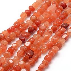 Chapelets de perles en aventurine rouge naturelle, pépites, 3~5x3~5x3~8mm, Trou: 1mm, Environ 85~90 pcs/chapelet, 15.7 pouce (40 cm)