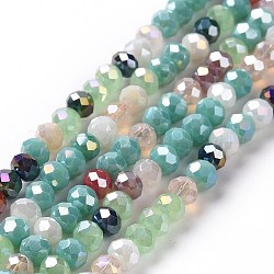 Glass Beads Strands, Faceted, Abacus, Medium Aquamarine, 4x4.5~5mm, Hole: 0.8~1mm, about 120pcs/strand, 16.93''(43cm)