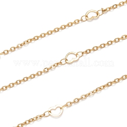 304 catena portacavi in acciaio inossidabile con collegamento a cuore, saldato, con la bobina, oro, link: 2.5x2x0.5 mm, cuore: 6.5x5x0.4 mm, circa 16.4 piedi (5 m)/rotolo