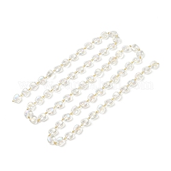 Chaînes de perles de verre électroplaqué à la main, avec les accessoires en laiton, couleur ab , carrée, non soudée, or, clair ab, Liens: 16x11x6 mm, environ 3.28 pied (1 m)/fil