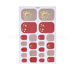 Full-Cover-Zehennagel-Kunstset, Selbstklebende Zehennagel-Aufkleber mit Glitzer-Design, für frauen & mädchen diy maniküre, Stern-Muster, 92x60 mm