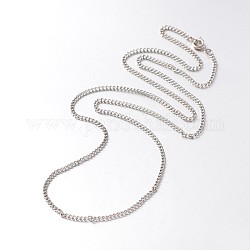 Железа скручены цепи ожерелья, с латунными весной кольцевых застежками, платина, 20 дюйм