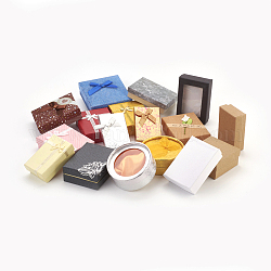 Cajas de joyería de cartón, formas mixtas, color mezclado, 81~90x50.5~89x25~35mm, 4 PC / sistema