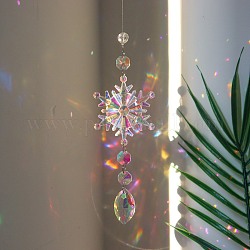Decorazioni pendenti grandi in vetro k9 con fiocco di neve, acchiappasole appesi, Creatore di arcobaleno con prisma di cristallo per albero di Natale, lampadario a soffitto, finestra, giardino, occhio di cavallo, 400mm