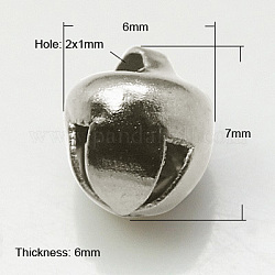 Iron Bell Charms, Nice For Christmas Day Decoration, Platinum Color, 7x6x6mm, Hole: 2x1mm