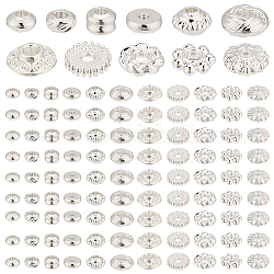 Pandahall Elite 110 pièces 11 styles perles d'espacement en alliage et laiton, formes mixtes, couleur d'argent, 4~6x1~3mm, Trou: 1~1.8mm, 10 pièces / style