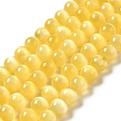 Brins de perles de sélénite naturelles, Grade a, teinte, ronde, or, 8.5mm, Trou: 0.8mm, Environ 46 pcs/chapelet, 15.35'' (39 cm)