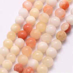 Miel naturel perles de jade brins, ronde, 3~3.5mm, Trou: 0.7mm, Environ 115~125 pcs/chapelet, 16 pouce