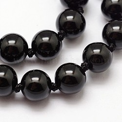 Natural Black Onyx Beads Strands, Round, 8mm, Hole: 1mm, about 48pcs/strand, 18.1 inch