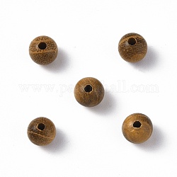 Holzperlen, ungefärbt, Runde, dunkelgolden, 6 mm, Bohrung: 1.6 mm