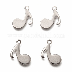 304 Stainless Steel Charms, Musical Note, Stainless Steel Color, 15x12x1mm, Hole: 1.4mm