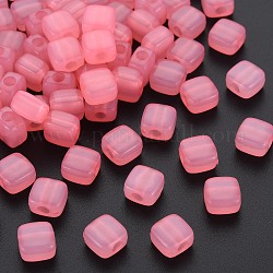 Perles en acrylique de gelée d'imitation, carrée, Saumon, 8x8x5.5mm, Trou: 2.5mm, environ 1800 pcs/500 g
