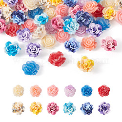 Craftdady 72Pcs 2 Style 6 Colors Smudged Color Opaque Resin Cabochons, Rose, Mixed Color, 22~23x9~13mm, 6pcs/color