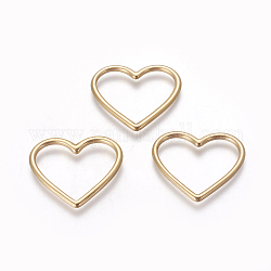 304 anelli di collegamento in acciaio inox, cuore, oro, 23.5x28x2mm, Foro: 16x24 mm