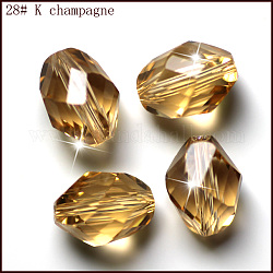 Имитация австрийских кристаллов, класс AAA, граненые, двухконусные, золотые, 6x8 мм, отверстие : 0.7~0.9 мм