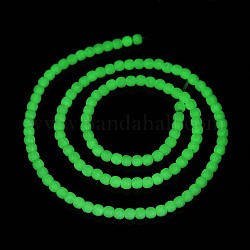 Luminous Glass Bead Strands, Glow in the Dark, Round, White, 3x2.7mm, Hole: 0.7mm, about 125~127pcs/strand, 14.57''(37cm)