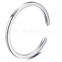 925 anillo abierto de plata de primera ley con baño de rodio, anillo apilable simple para mujer, Platino, nosotros tamaño 5 1/4 (15.9 mm)
