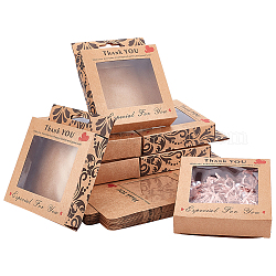 PH PandaHall 24pcs Mini Kraft Paper Box with Clear Windows, Gift Boxes Soap Packaging Boxes Present Box Ornament Gift Box for Selling Party Favor Treats and Jewelry Packaging, 3.9x3.9x0.9inch