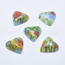 Cabochon millefiori fatti a mano artigianali, cuore, colorato, 19x19x6mm