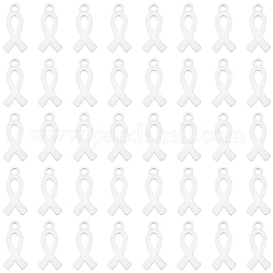 DICOSMETIC 50Pcs Awareness Ribbon Charm Breast Cancer Awareness Charms Hope Ribbon Pendant Dangling Autism Ribbon Bead Stamp Blank Tags Pendants for DIY Jewelry Craft Making Supplies