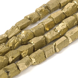 Electrolíticos de cuarzo natural de cristal hebras, pepitas, oro chapado, 13~17x7~16x7~16mm, agujero: 1.2 mm, aproximamente 27 pcs / cadena, 15.16 pulgada (38.5 cm)