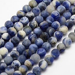 Chapelets de perles en sodalite naturelle, mat, ronde, teinte, 4mm, Trou: 0.8mm, Environ 90 pcs/chapelet, 14.1 pouce