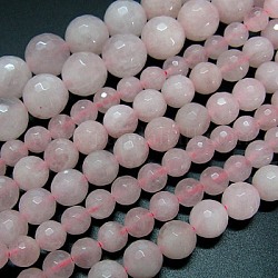 Natural Rose Quartz Beads Strands, Faceted, Round, Pink, 6mm, Hole: 1mm, about 63pcs/strand, 15.55 inch