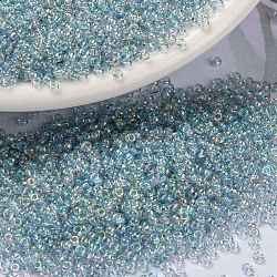 Miyuki runde Rocailles Perlen, japanische Saatperlen, 15/0, (rr2443) transparenter heller marineblauer Goldglanz, 1.5 mm, Bohrung: 0.7 mm, ca. 27777 Stk. / 50 g