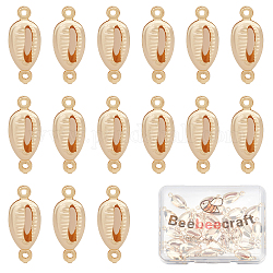 Beebeecraft 30 Stück Verbindungsanhänger aus Messing, Kauri-Muschelform, echtes 18k vergoldet, 18x7.5x3.5 mm, Bohrung: 1 mm