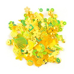 Пластиковые блестки, блестки, разнообразные, желтые, 4~19x4~13x0.1 мм, отверстие : 1~3.9 мм