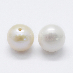 Natur kultivierten Süßwasser Perlen, Klasse 3 a, Hälfte gebohrt, Runde, Blumenweiß, 8 mm, Bohrung: 0.8 mm