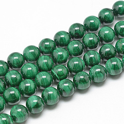 Chapelets de perles en malachite naturelle, ronde, 10mm, Trou: 1mm, Environ 40 pcs/chapelet, 15.7 pouce (39.8 cm)