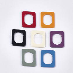 Anillos de enlace de acrílico opacos, Rectángulo, color mezclado, 39x29x3mm, medida interior: 26.5x18.5 mm