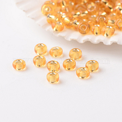 8/0 grade a perles de rocaille en verre rondes, Argenté, navajo blanc, 3x2mm, Trou: 1mm, environ 13000 pcs / livre
