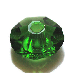 Imitation österreichischen Kristallperlen, Klasse aaa, facettiert, Flachrund, grün, 6x3.5 mm, Bohrung: 0.7~0.9 mm