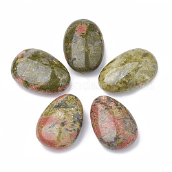 Овальный натуральный пальмовый камень унакит, Лечебный карманный камень Рейки для снятия стресса при тревоге, 39~41x27~28x15~16 мм