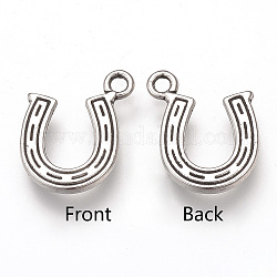 Tibetan Style Alloy Charms, Horseshoes, Cadmium Free & Lead Free, Antique Silver, 14x12x2mm, Hole: 1.5mm, about 1080pcs/1000g